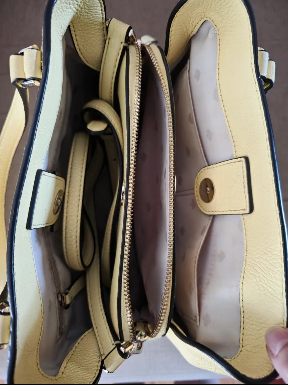 kate spade Lemon Yellow Leather Tote with Removable Strap